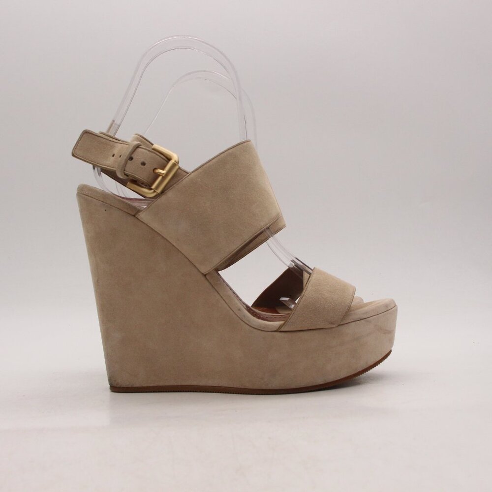 Santoni Rose Collection Wedge Women's 36.5 Sandals Beige Shoes 53669